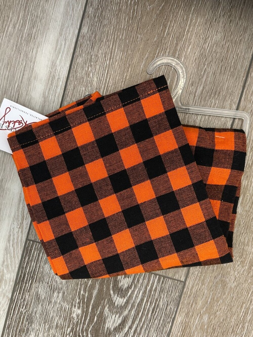 NWT Primitives by Kathy Kitchen Towel Black & Orange Plaid Halloween Fall